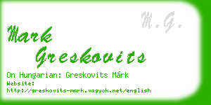 mark greskovits business card